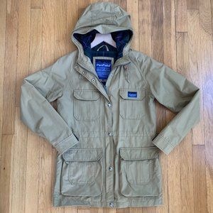 Madewell x Penfield Kasson Flannel Lined Hooded Jacket in Khaki Tan Extra Small